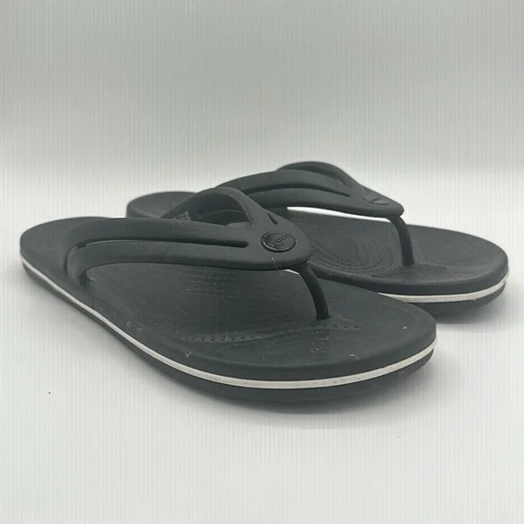 Crocs Crocband Flip Flops Womens Size 10 Sandals Graphite Black Waterproof Thong - Picture 9 of 12